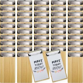 50 Pcs Mini Wood Clipboard Check Presenters Bulk Small Wooden Clip Half Page Clipboard Check Presenter Clipboard for Restaurants Waitress Guest Receipt Menu Holder, 8 x 4'' (Light Brown)