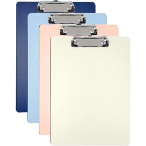 4 Pack Plastic Clipboards Multiple Colors Clip Boards with Low Profile Metal Clip,Hangable Low Profile Clipboard, Standard A4 Letter Size for Students, Teacher,Doctor, Nurse,Office Clerk in Kuwait