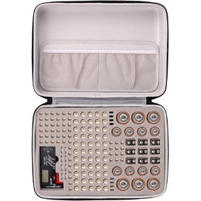 Battery Storage Organizer Carrying Case Bag, Holds 150 Batteries AA AAA C D 9V Button, Includes LCD Battery Tester - Black - By Elitra HOME