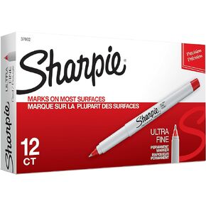 SHARPIE 37003 Ultra-Fine Permanent Marker, Marks on Paper and Plastic, Resist Fading and Water, AP Certified, Blue Color, Pack of 12