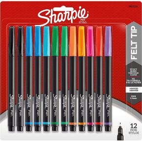 Sharpie Felt Tip Pens, Fine Point (0.4Mm) Felt Tip Markers, Journaling Pens, Art Markers, Drawing Markers, Assorted Colors, 24 Count