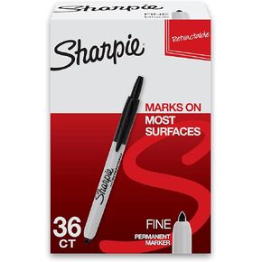 Sharpie Retractable Permanent Markers, Fine Tip Marker Set, Office Supplies, Teacher Supplies, Black, 12 Count