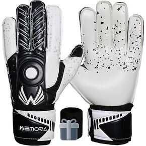 WEMORA Soccer Goalie Gloves Fingersave for Kids Youth Adults with 7.5MM Latex Palm Flexible Finger Spines Strong Grip Goalkeeper Gloves