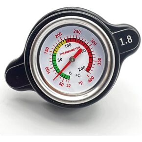 High Pressure Radiator Cap Cover Temperature Temp Gauge 1.8 Bar 25.6Psi Fit for Honda, Kawasaki, Suzuki, Husqvarna Dirt Bike, Yamaha Motorcycle ATV Models High Pressure Radiator Cap