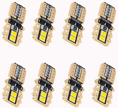 Starmotor 194 LED لمبة الضوء 6000K T10 W5W لمبة LED أضواء السيارة الداخلية 15-SMD LED استبدال 168 لمبة إضاءة داخلية طقم إضاءة LED لقبة السيارة، علامة جانبية، لمبة إضاءة لوحة الترخيص (حزمة من 8) in Kuwait