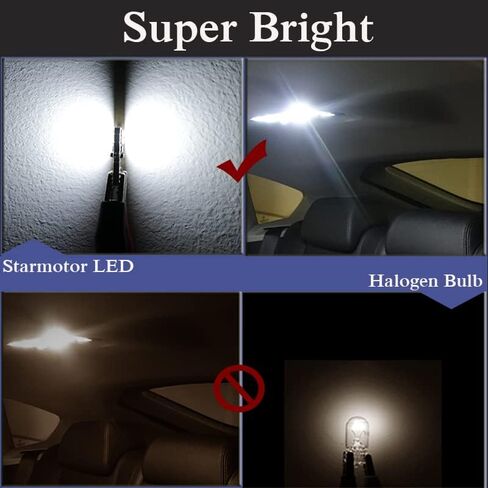 Starmotor 194 LED لمبة الضوء 6000K T10 W5W لمبة LED أضواء السيارة الداخلية 15-SMD LED استبدال 168 لمبة إضاءة داخلية طقم إضاءة LED لقبة السيارة، علامة جانبية، لمبة إضاءة لوحة الترخيص (حزمة من 8) in Kuwait
