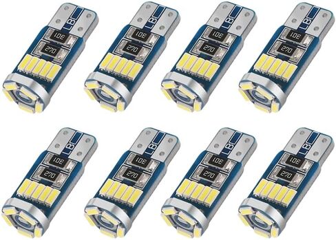 Starmotor 194 LED لمبة الضوء 6000K T10 W5W لمبة LED أضواء السيارة الداخلية 15-SMD LED استبدال 168 لمبة إضاءة داخلية طقم إضاءة LED لقبة السيارة، علامة جانبية، لمبة إضاءة لوحة الترخيص (حزمة من 8) in Kuwait