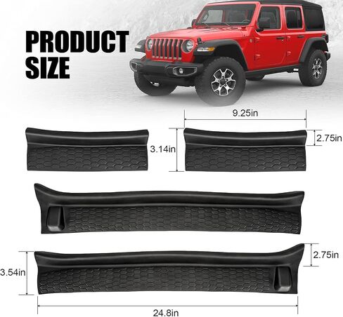 مجموعة واقيات عتبة الباب من SUPAREE JL، واقيات دخول الباب المطاطية السوداء لـ 2018-2024 Jeep Wrangler JLU JT 4 أبواب إكسسوارات أجزاء المصارع استبدال واقي عتبة الباب، 4 قطع/مجموعة in Kuwait