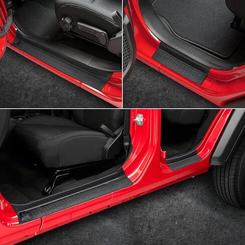 مجموعة واقيات عتبة الباب من SUPAREE JL، واقيات دخول الباب المطاطية السوداء لـ 2018-2024 Jeep Wrangler JLU JT 4 أبواب إكسسوارات أجزاء المصارع استبدال واقي عتبة الباب، 4 قطع/مجموعة in Kuwait