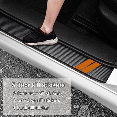 5 قطع ملصقات تزيين لعتبة الباب لسيارة دودج تشارجر تشالنجر دورانجو رحلة عالمية تناسب جميع سيارات دودج من الألياف الجلدية لحماية عتبة الباب (زخرفة حمراء) in Kuwait