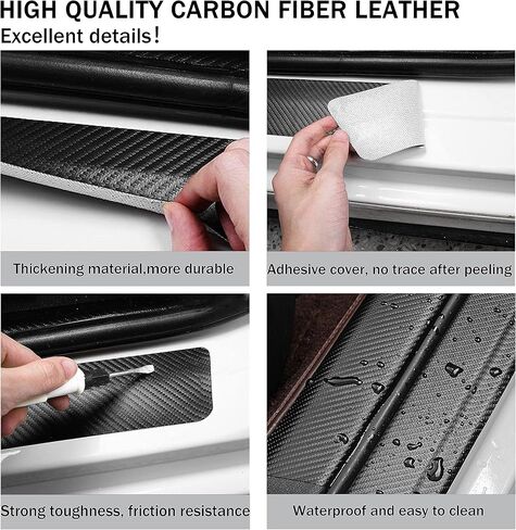 5 قطع ملصقات تزيين لعتبة الباب لسيارة دودج تشارجر تشالنجر دورانجو رحلة عالمية تناسب جميع سيارات دودج من الألياف الجلدية لحماية عتبة الباب (زخرفة حمراء) in Kuwait