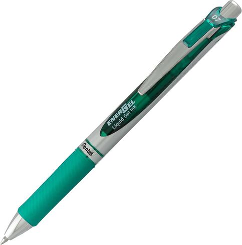 قلم جل سائل قابل للسحب ديلوكس RTX من Pentel EnerGel، 0.7 مم، طرف معدني، حبر أسود، عبوتان (BL77BP2A) in Saudi Arabia