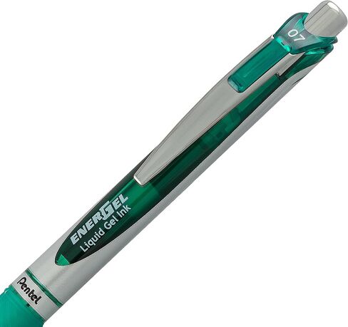 قلم جل سائل قابل للسحب ديلوكس RTX من Pentel EnerGel، 0.7 مم، طرف معدني، حبر أسود، عبوتان (BL77BP2A) in Saudi Arabia