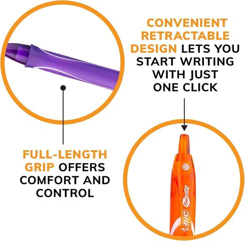 BIC Gel-ocity Quick Dry Fashion Retractable Gel Pens, Medium Point (0.7mm), 8-Count Colored Pens With Full-Length Grip, Colors and Packaging May Vary (RGLCGAP81-AST) in Saudi Arabia