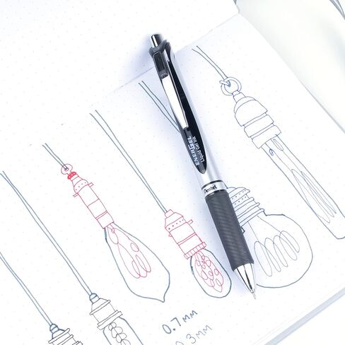 Pentel EnerGel RTX Retractable Liquid Gel Pen, (0.5mm), Fine Line, Metal Tip, Assorted Ink Colors, Pack of 5 (BLN75BP5M) in Saudi Arabia