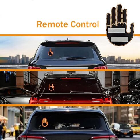Hiseanllo ضوء لفتة اليد للسيارة مع جهاز التحكم عن بعد، ضوء إصبع السيارة LED علامة نافذة خلفية مضحكة، علامة LED لغضب الطريق للسيارة، ملحقات السيارة للرجال in Kuwait
