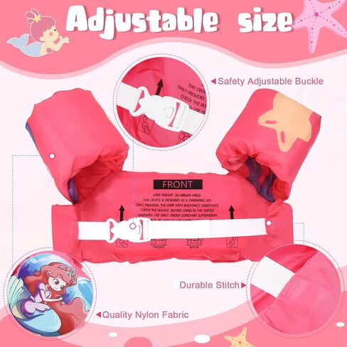Toddler Swim Vest for 20-30+ lbs Kids, Baby Swim Floats, Swimming Water Wings, Infant Pool Floaties for 1-3 Years Old Girls Boys in Kuwait