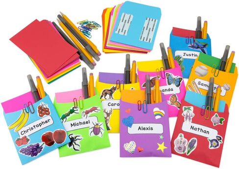 Hygloss Products Library Card Pockets - Perfect for Classroom, Arts & Crafts & Much More - Non-Adhesive - 3.5" x 5" - 3 Each of 10 Bright Colors - Pack of 30 Pockets in Saudi Arabia