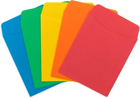 Hygloss Products Library Card Pockets - Perfect for Classroom, Arts & Crafts & Much More - Non-Adhesive - 3.5" x 5" - 3 Each of 10 Bright Colors - Pack of 30 Pockets in Saudi Arabia