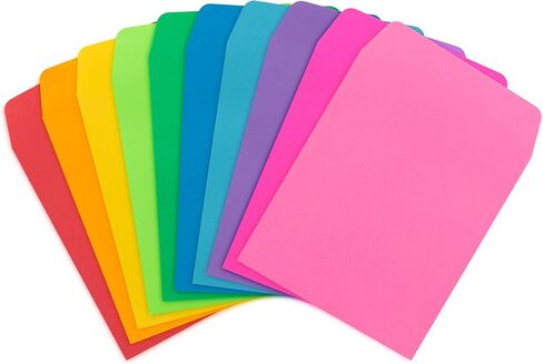 Hygloss Products Library Card Pockets - Perfect for Classroom, Arts & Crafts & Much More - Non-Adhesive - 3.5" x 5" - 3 Each of 10 Bright Colors - Pack of 30 Pockets in Saudi Arabia