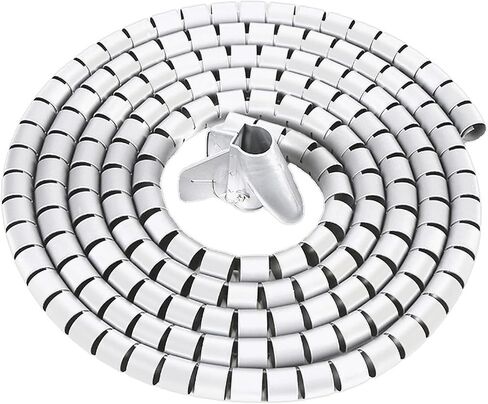 Black Spiral Winding Cable Management Pipe Wire Wrap Line Coiled Tube, Flexible Cord Covered Protective Bundler Sleeve Hose for Office, Computer, TV, and Car (Length 10ft- Dia 1.1inch) in Kuwait