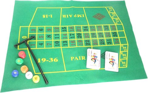 مجموعة ألعاب الروليت مقاس 10 بوصة تحتوي على عجلة روليت بلاستيكية ورقائق وأوراق لعب وتخطيط اللباد in Kuwait