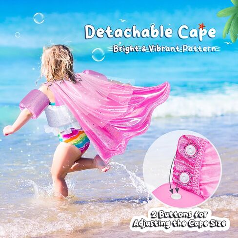 Kids Swim Vest with Cape, Abuytwo Water Wings Toddler Adjustable Shoulder Straps Children Arm Floaties for 22-30-40-50lbs Boys/Girls Swimming Jacket for Pool Learn to Swim Sea Beach Lake Training in Saudi Arabia