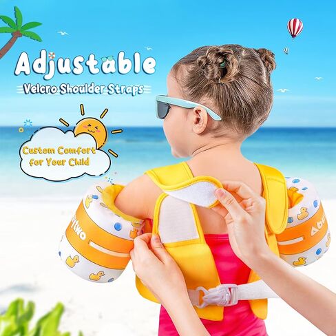 Kids Swim Vest with Cape, Abuytwo Water Wings Toddler Adjustable Shoulder Straps Children Arm Floaties for 22-30-40-50lbs Boys/Girls Swimming Jacket for Pool Learn to Swim Sea Beach Lake Training in Saudi Arabia