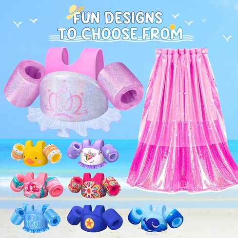 Kids Swim Vest with Cape, Abuytwo Water Wings Toddler Adjustable Shoulder Straps Children Arm Floaties for 22-30-40-50lbs Boys/Girls Swimming Jacket for Pool Learn to Swim Sea Beach Lake Training in Saudi Arabia