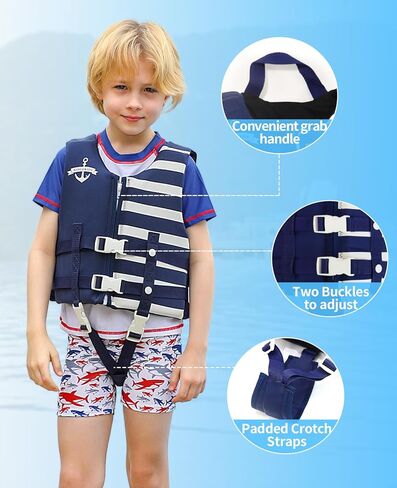 Kids Swim Vest, Toddler Float Jacket for Boys & Girls, Buoyancy Floaties with Adjustable Safety Straps, Trainer Vest for Pool & Water Sports, 22-60 lbs/2-9 Years in Kuwait