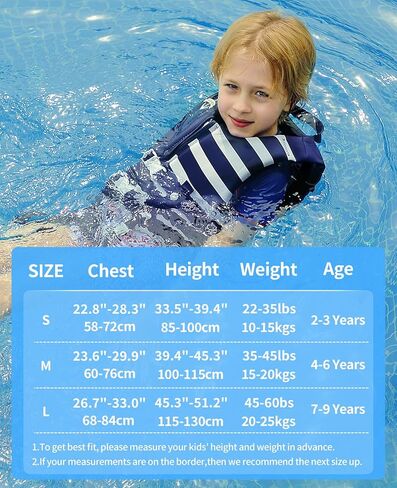 Kids Swim Vest, Toddler Float Jacket for Boys & Girls, Buoyancy Floaties with Adjustable Safety Straps, Trainer Vest for Pool & Water Sports, 22-60 lbs/2-9 Years in Kuwait