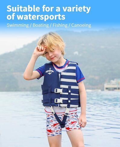 Kids Swim Vest, Toddler Float Jacket for Boys & Girls, Buoyancy Floaties with Adjustable Safety Straps, Trainer Vest for Pool & Water Sports, 22-60 lbs/2-9 Years in Kuwait