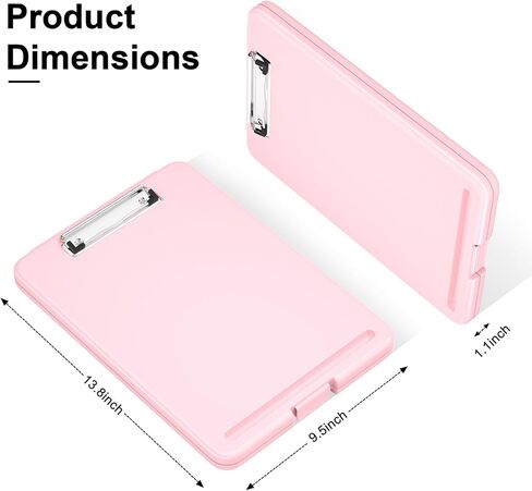Hongri Plastic Clipboard with Storage, Open Nursing Clipboard Foldable Storage for Nurses, Lawyers, Students, Classroom, Office, Women, Man, Size 13.4" x 9.4" X 0.9", Pink in Kuwait