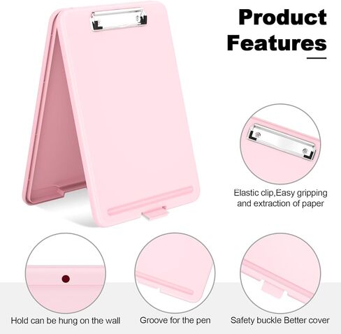 Hongri Plastic Clipboard with Storage, Open Nursing Clipboard Foldable Storage for Nurses, Lawyers, Students, Classroom, Office, Women, Man, Size 13.4" x 9.4" X 0.9", Pink in Kuwait