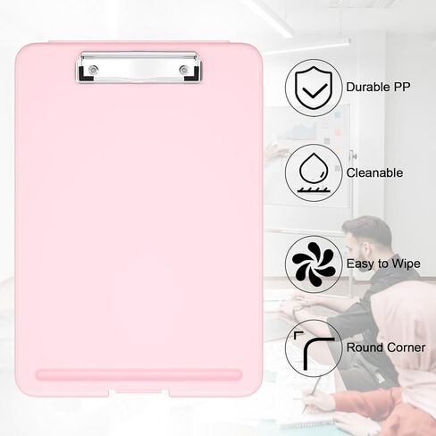 Hongri Plastic Clipboard with Storage, Open Nursing Clipboard Foldable Storage for Nurses, Lawyers, Students, Classroom, Office, Women, Man, Size 13.4" x 9.4" X 0.9", Pink in Kuwait