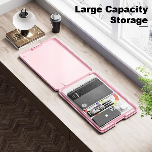 Hongri Plastic Clipboard with Storage, Open Nursing Clipboard Foldable Storage for Nurses, Lawyers, Students, Classroom, Office, Women, Man, Size 13.4" x 9.4" X 0.9", Pink in Kuwait