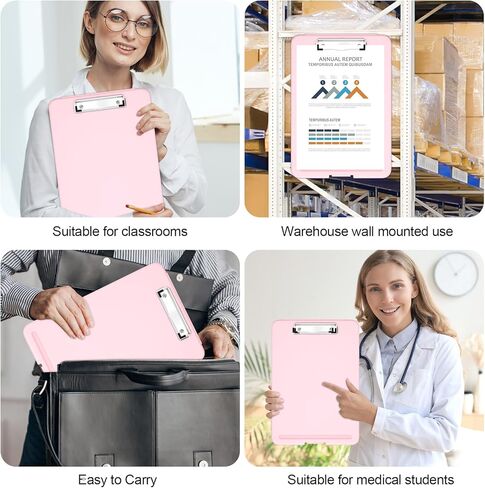 Hongri Plastic Clipboard with Storage, Open Nursing Clipboard Foldable Storage for Nurses, Lawyers, Students, Classroom, Office, Women, Man, Size 13.4" x 9.4" X 0.9", Pink in Kuwait