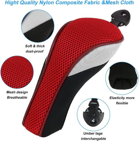 أغطية رأس نادي الجولف رقم واحد لسيارة Fairway Woods Driver Hybrids، مجموعة أغطية رأس شبكية لنادي الجولف مكونة من 4 قطع مع رقم قابل للتبديل. علامات 3 4 5 6 7 X in Kuwait