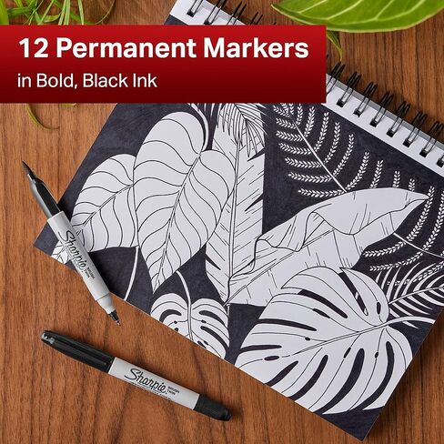 SHARPIE Brush Twin Permanent Markers, Brush Tip Marker and Ultra Fine Tip Marker, Assorted, 12 Count in Kuwait