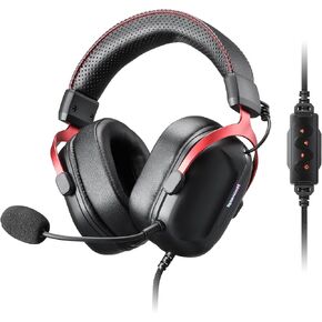 Redragon H312 Wired Gaming Headset, 7.1 Surround Sound, 50 mm Drivers, PU Leather Foam Ear Pads, Detachable Noise-canceling Microphone, Over-Ear Headphones Works for Mobile, PC/PS3/PS4/PS5