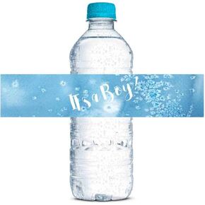 Blue Watercolor It's a Boy Baby Shower Waterproof Water Bottle Sticker Wrappers 20 Wrap Around Labels Sized 1.75" x 8.5" by AmandaCreation
