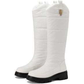 Warm Waterproof Winter Down Knee-high Boots for Women Thickened Insulated Faux Fur Lined Mid-Calf Boots Comfort Heat Retain Outdoor Cold Lightweight Snow Boots