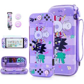 حقيبة حمل FUNDIARY لجهاز Nintendo Switch OLED مع تصميم البطريق الرائع، حقيبة سفر للتخزين باللون الأرجواني لوحدة التحكم Switch وJoycon مع غطاء كمبيوتر قابل للإرساء، وواقي شاشة وغطاءين للإبهام - حفلة موسيقية in Kuwait