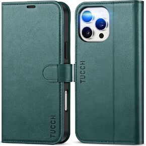 TUCCH Case Wallet for iPhone 16 Pro Max, RFID Blocking [4 Card Holder] Kickstand Shockproof TPU Interior Case, PU Leather Magnetic Flip Folio Cover Compatible with iPhone 16 Pro Max 2024, Black