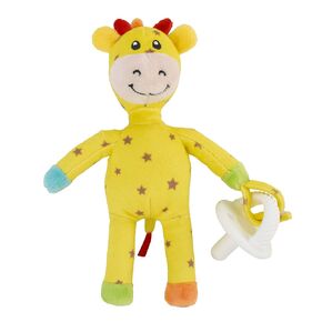 Sassy Baby Ulbright Unicorn White and Rainbow Stripe Mane and Tail Plush Pacifier Buddy