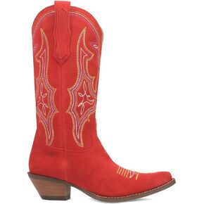 Dingo Womens Hot Sauce Embroidered Snip Toe Casual Boots Mid Calf Low Heel 1-2" - Brown