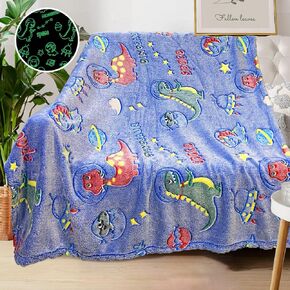 Dinosaur Blanket for Boys, Personalized Baby Blankets for Boys, Dinosaur Glow in The Dark Blanket for Kids, Toddler Blanket for Boys, Soft Fleece Blankets and Throw,Birthday 40"x 50"