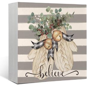 Christmas Decor，All Booked for Christmas Wooden Box Signs，Christmas Book Tree Wooden Plaque，Christmas Decorations，Christmas Decor for Home,Table Desk Shelf Christmas Gifts for Book Lover 5x5