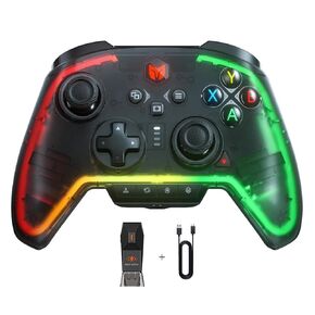 BIGBIG WON Wireless Controller Rainbow 2 Pro RGB PC 6-axis Gyro Sensor Controller Motion Aiming, Hall Effect Trigger, ALPS Joystick, 3.5mm Audio, Gamepads APP for Android/iOS/PC Windows10&11/Switch