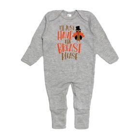 I'll Just Have the Breast Please Romper, Funny Thanksgiving Outfit, Baby Shower Gift (3-6 months, gray)